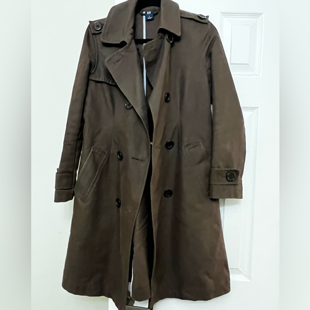 GAP Dark Brown Double-Breasted Trench Coat - Picture 3 of 15